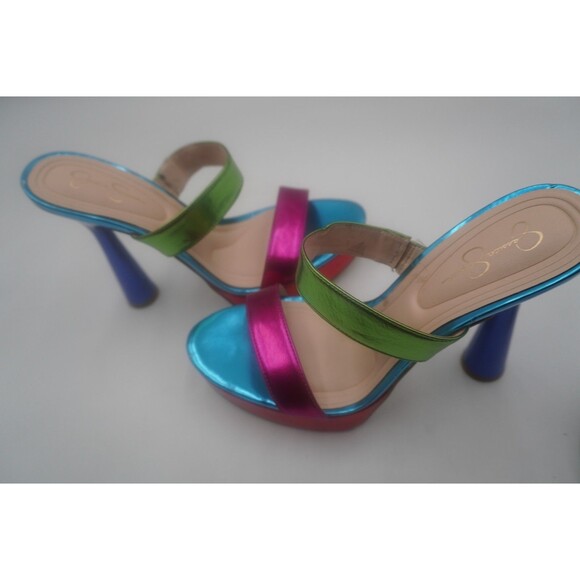 Jessica Simpson Sempira Metallic Rainbow Slip On Platform Block Heel Sandals 10 - Picture 13 of 16